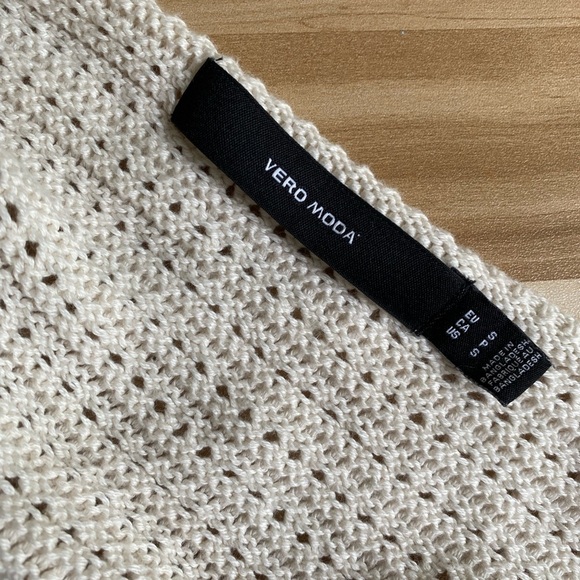 Vero Moda Justine Cropped Strap Top - Crochet Knit Cream Beige Small $72 - Picture 5 of 6